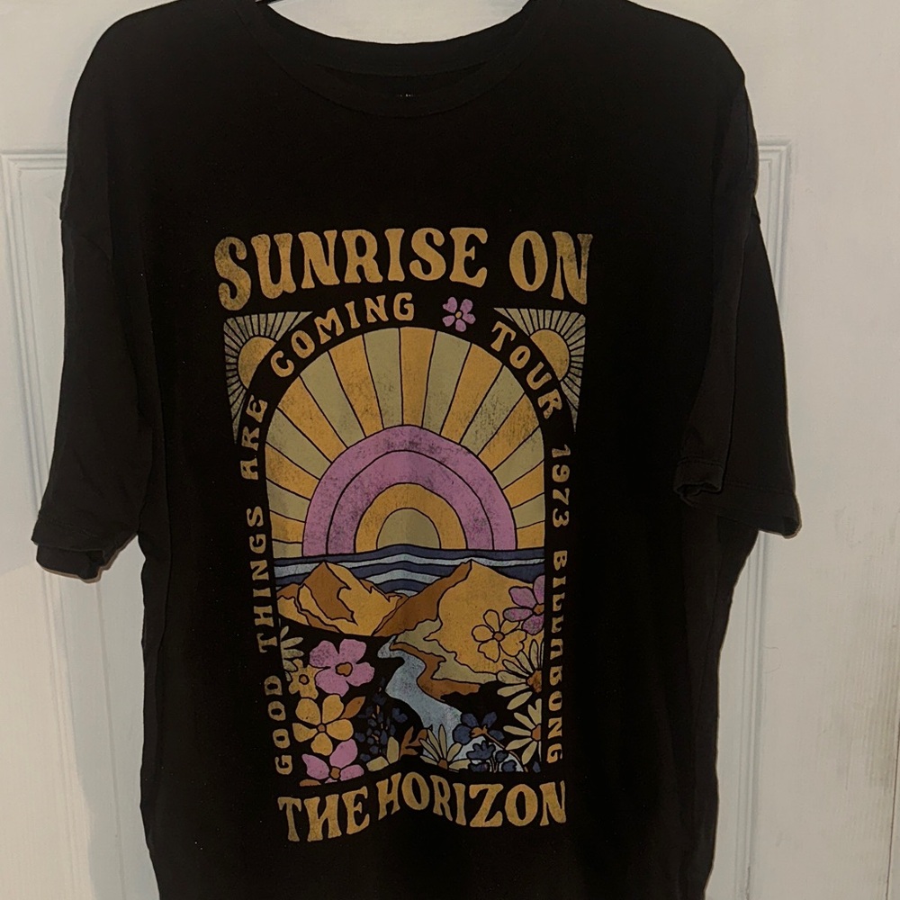 Billabong Black Tee with Purple and Yellow Graphic